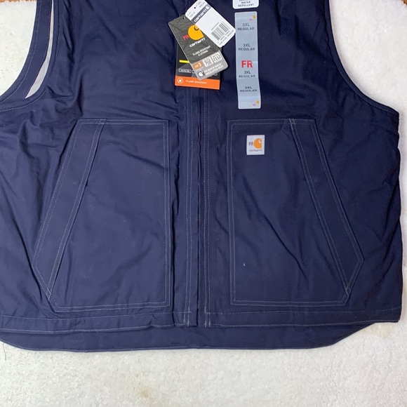 3XL Regular Carhartt Workwear FR Vest for Men, Quick Duck Insulated, Navy - Picture 7 of 16